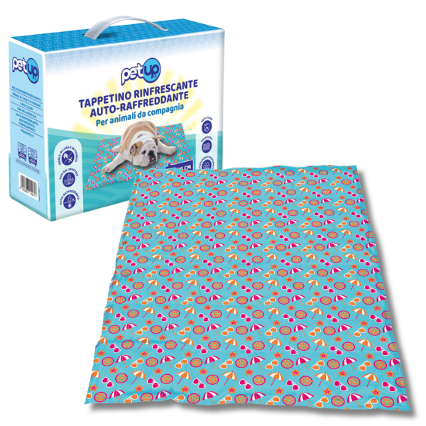 Tappetino refrigerante PetUp - 50x65 cm - fantasia sfondo azzurro - 1° ORDINE? scegli lo sconto BZR5 / BZR20 + 200 punti fedeltà