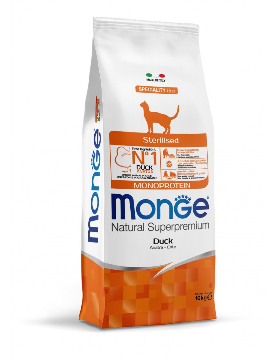 Image of Monge Natural Superpremium Sterilised Monoprotein con Anatra - 10 kg Croccantini per gatti Monoproteico crocchette cani