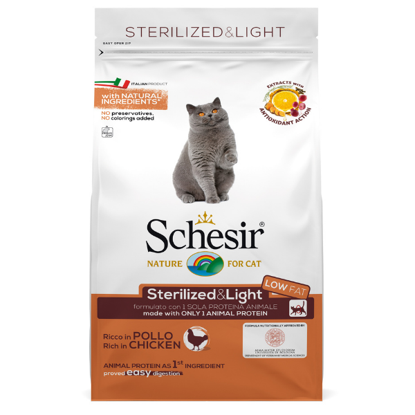 Image of Schesir Cat Dry Sterilized and Light Pollo - 1,5 kg Croccantini per gatti