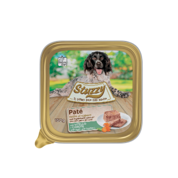 Image of Mister Stuzzy Dog 150 gr - Vitello e Carote Confezione da 22 pezzi Cibo Umido per Cani