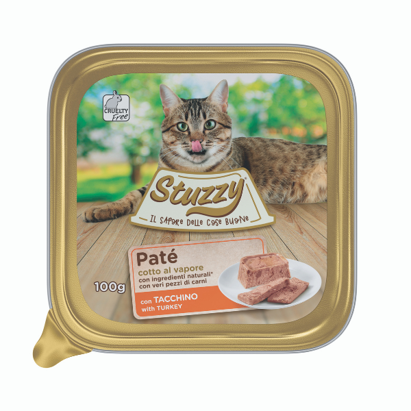 Image of Stuzzy Cat Patè cotto al vapore per Gatti 100 gr - Tacchino Confezione da 32 pezzi Cibo umido per gatti