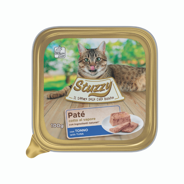 Image of Stuzzy Cat Patè cotto al vapore per Gatti 100 gr - Tonno Confezione da 32 pezzi Cibo umido per gatti