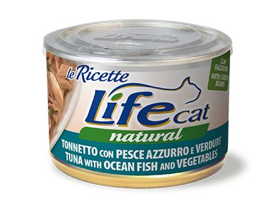 Image of Life Cat Natural Le Ricette 150 gr - Tonnetto con pesce azzurro e verdure Confezione da 6 pezzi Cibo umido per gatti