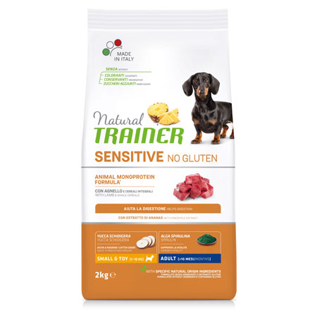 Image of Natural Trainer Sensitive No Gluten Mini Adult con Agnello - 2 Kg Croccantini per cani Monoproteico crocchette cani
